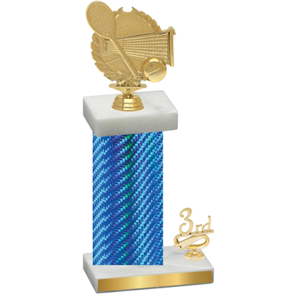 Accented Single Blue Carbon Fiber Third Place Tennis Trophy