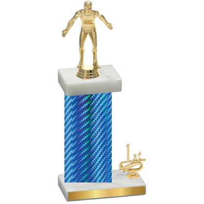 Accented Single Blue Carbon Fiber First Place Wrestling Trophy