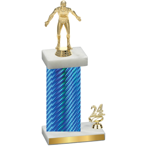 Accented Single Blue Carbon Fiber Year Wrestling Trophy