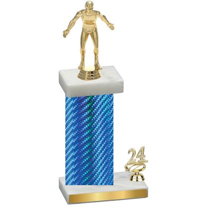 Accented Single Blue Carbon Fiber Year Wrestling Trophy