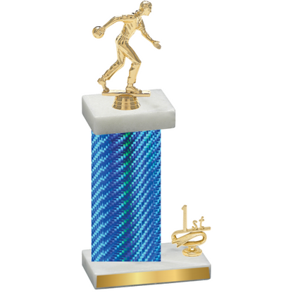 Accented Single Blue Carbon Fiber First Place Bowling Trophy