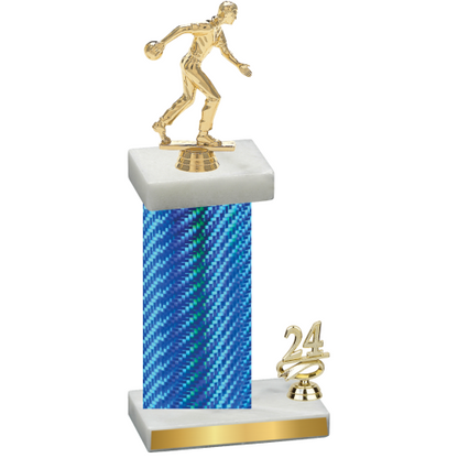 Accented Single Blue Carbon Fiber Year Bowling Trophy