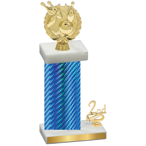 Accented Single Blue Carbon Fiber Second Place Bowling Trophy