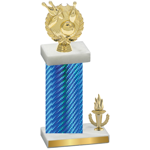 Accented Single Blue Carbon Fiber Victory Bowling Trophy