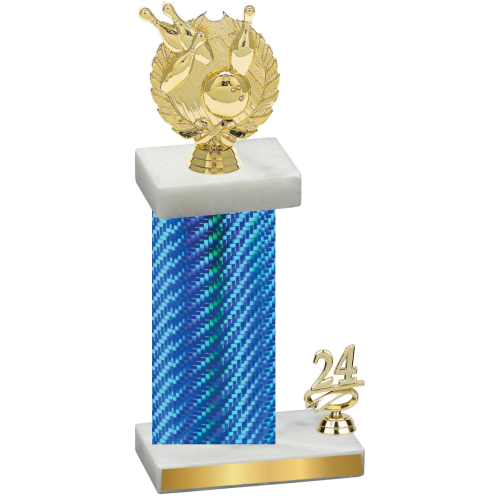 Accented Single Blue Carbon Fiber Year Bowling Trophy