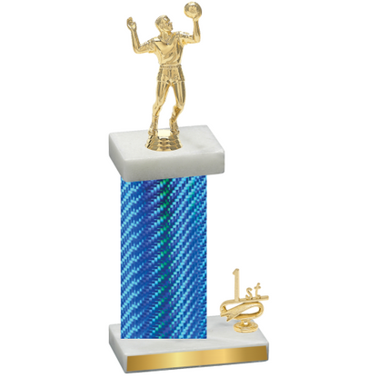 Accented Single Blue Carbon Fiber First Place Volleyball Trophy