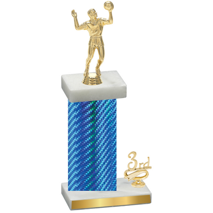 Accented Single Blue Carbon Fiber Third Place Volleyball Trophy