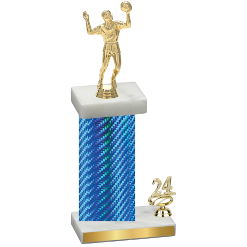 Accented Single Blue Carbon Fiber Year Volleyball Trophy