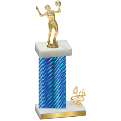 Accented Single Blue Carbon Fiber Fourth Place Volleyball Trophy