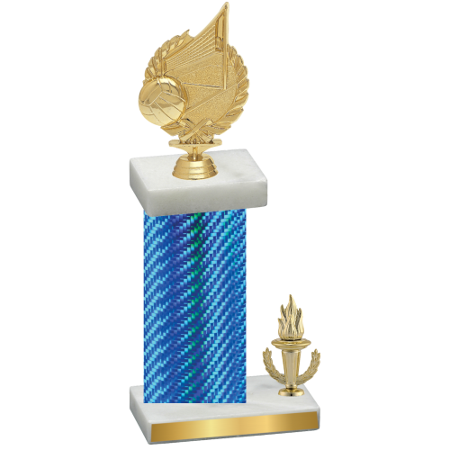 Accented Single Blue Carbon Fiber Victory Volleyball Trophy