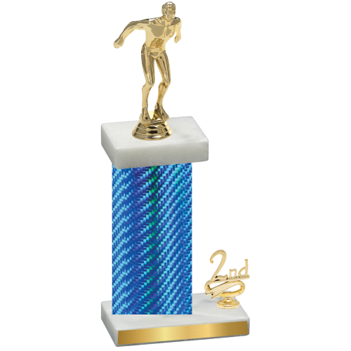 Accented Single Blue Carbon Fiber Second Place Swimming Trophy