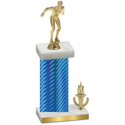 Accented Single Blue Carbon Fiber Victory Swimming Trophy