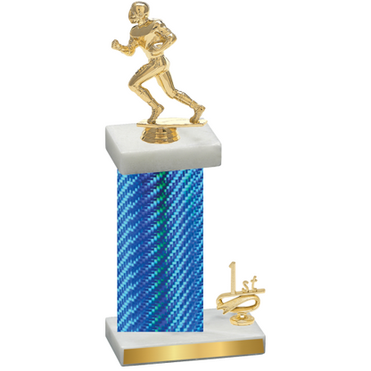 Accented Single Blue Carbon Fiber First Place Football Trophy