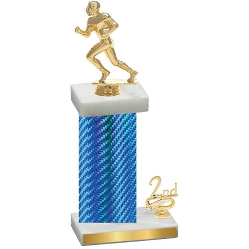 Accented Single Blue Carbon Fiber Second Place Football Trophy