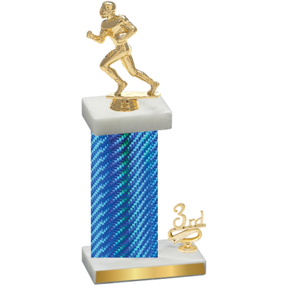 Accented Single Blue Carbon Fiber Third Place Football Trophy