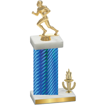 Accented Single Blue Carbon Fiber Victory Football Trophy