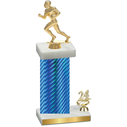 Accented Single Blue Carbon Fiber Year Football Trophy