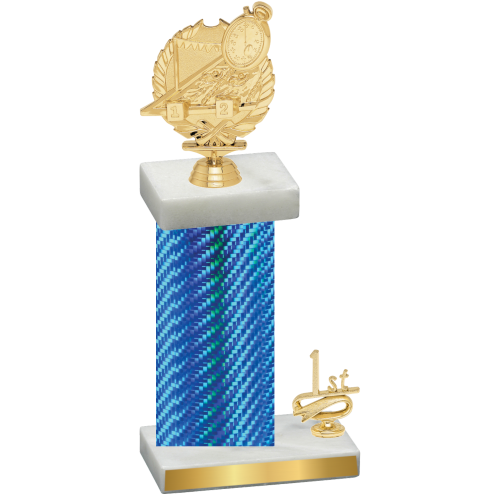 Accented Single Blue Carbon Fiber First Place Swimming Trophy