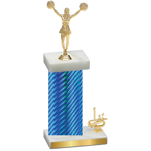 Accented Single Blue Carbon Fiber First Place Cheerleading Trophy