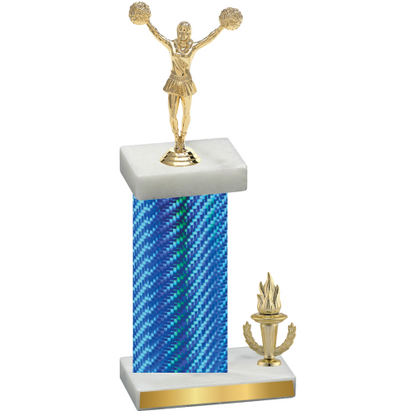 Accented Single Blue Carbon Fiber Victory Cheerleading Trophy