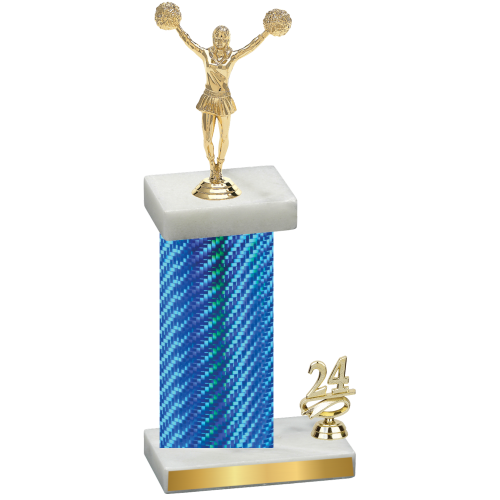 Accented Single Blue Carbon Fiber Year Cheerleading Trophy