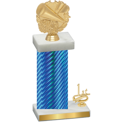 Accented Single Blue Carbon Fiber First Place Cheerleading Trophy