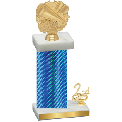 Accented Single Blue Carbon Fiber Second Place Cheerleading Trophy