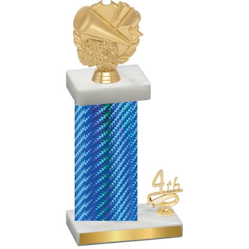 Accented Single Blue Carbon Fiber Fourth Place Cheerleading Trophy