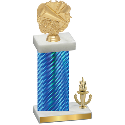 Accented Single Blue Carbon Fiber Victory Cheerleading Trophy