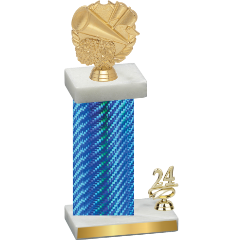 Accented Single Blue Carbon Fiber Year Cheerleading Trophy