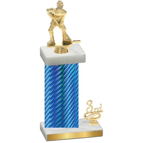 Accented Single Blue Carbon Fiber Third Place Hockey Trophy
