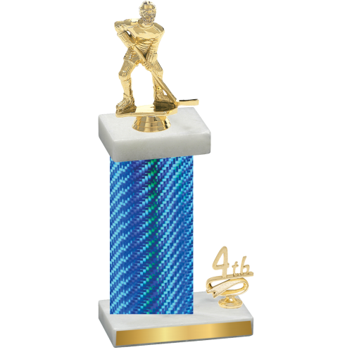 Accented Single Blue Carbon Fiber Fourth Place Hockey Trophy