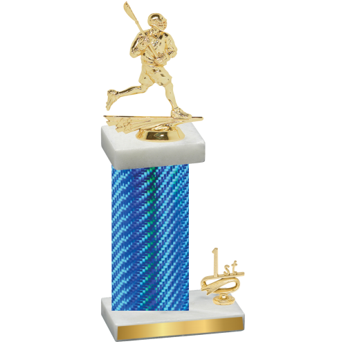 Accented Single Blue Carbon Fiber First Place Lacrosse Trophy