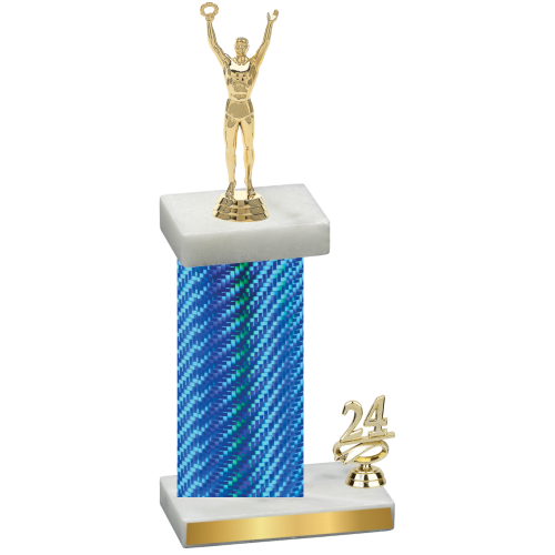 Accented Single Blue Carbon Fiber Year Victory Trophy