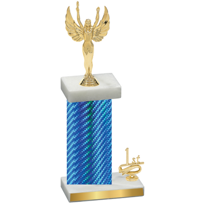 Accented Single Blue Carbon Fiber First Place Victory Trophy