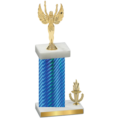 Accented Single Blue Carbon Fiber Victory Victory Trophy