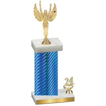 Accented Single Blue Carbon Fiber Year Victory Trophy