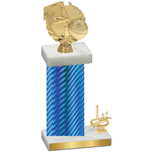 Accented Single Blue Carbon Fiber First Place Basketball Trophy