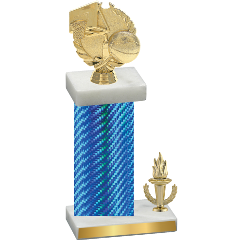 Accented Single Blue Carbon Fiber Victory Basketball Trophy