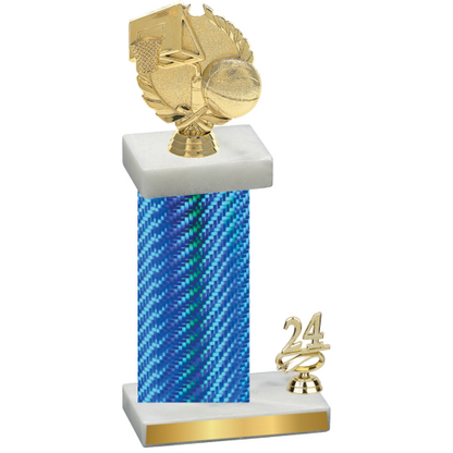 Accented Single Blue Carbon Fiber Year Basketball Trophy