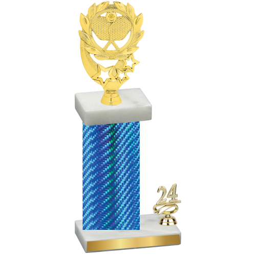 Accented Single Blue Carbon Fiber Year Pickleball Trophy