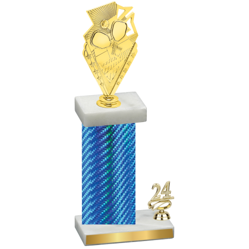 Accented Single Blue Carbon Fiber Year Pickleball Trophy