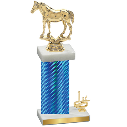 Accented Single Blue Carbon Fiber First Place Horses Trophy