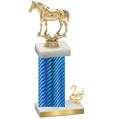 Accented Single Blue Carbon Fiber Second Place Horses Trophy