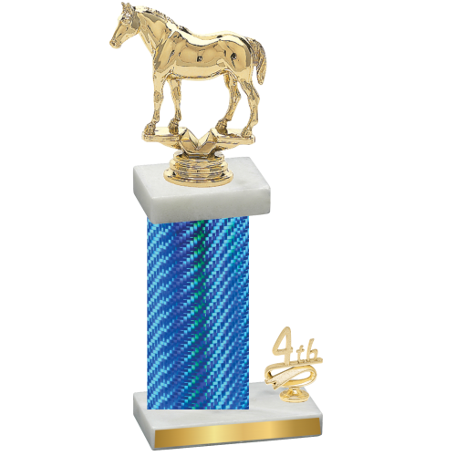 Accented Single Blue Carbon Fiber Fourth Place Horses Trophy