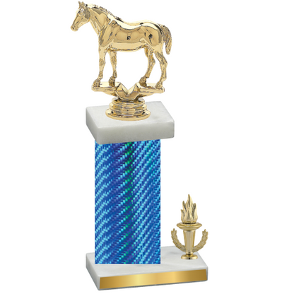 Accented Single Blue Carbon Fiber Victory Horses Trophy