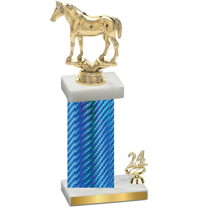 Accented Single Blue Carbon Fiber Year Horses Trophy