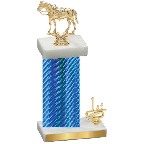 Accented Single Blue Carbon Fiber First Place Horses Trophy