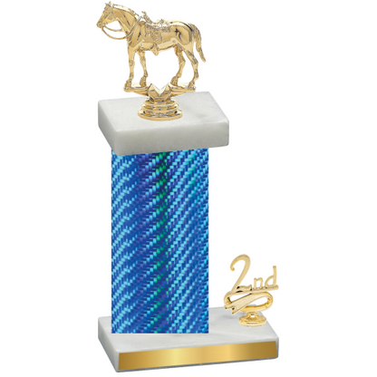 Accented Single Blue Carbon Fiber Second Place Horses Trophy