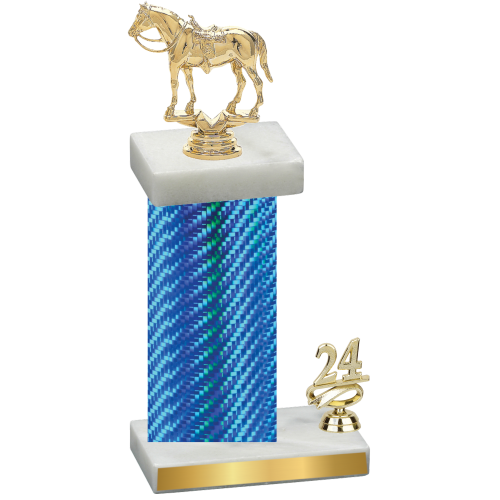 Accented Single Blue Carbon Fiber Year Horses Trophy